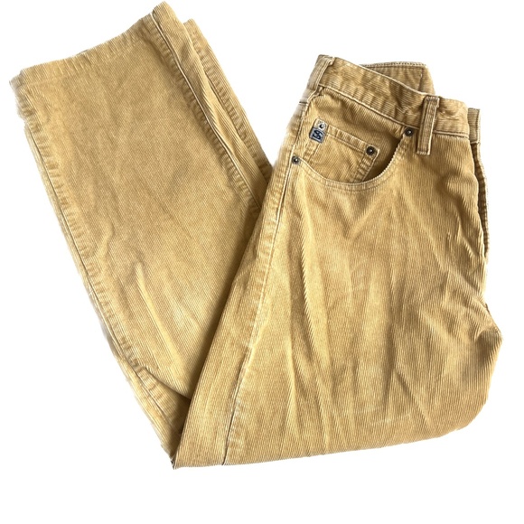 Silver Jeans Pants - Vintage Silver Jeans Pants Size 29 Gold Yellow Corduroy Staight Leg Mid Rise